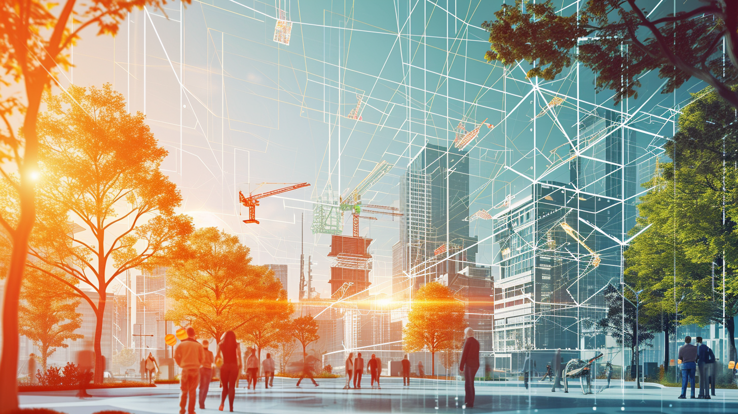 Graphic illustration of technology integration in land development project planning