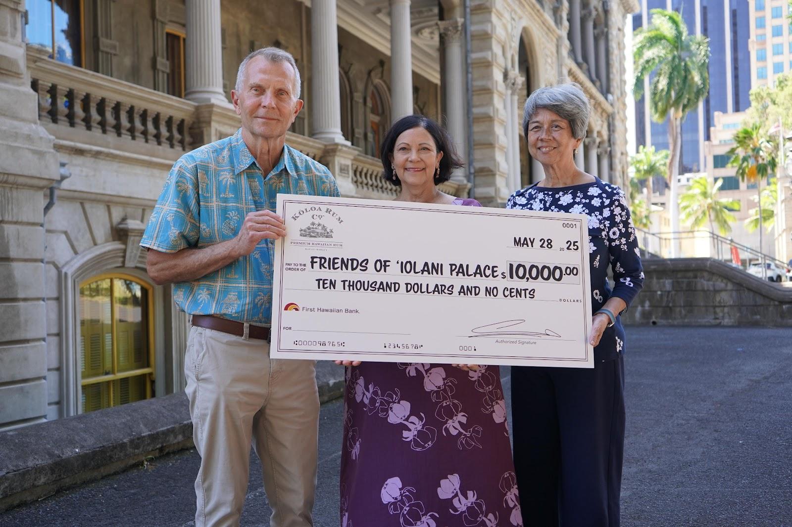 Koloa Rum Company donates to Friends of 'Iolani Palace